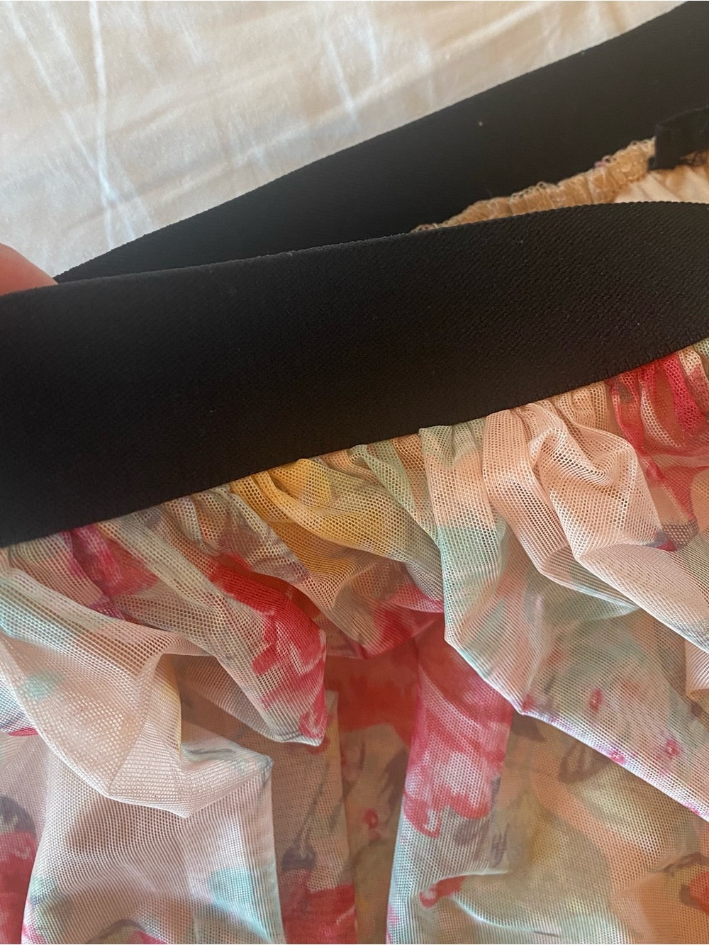 Fiesta Pink Floral Midi Skirt with Black Waistband - Picture 5 of 8